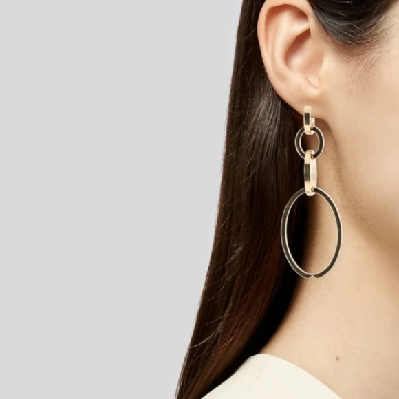 Vita Fede Cassio Earrings Gold Tone Modular Linked Hoops MSRP $388 NWT - Picture 2 of 13